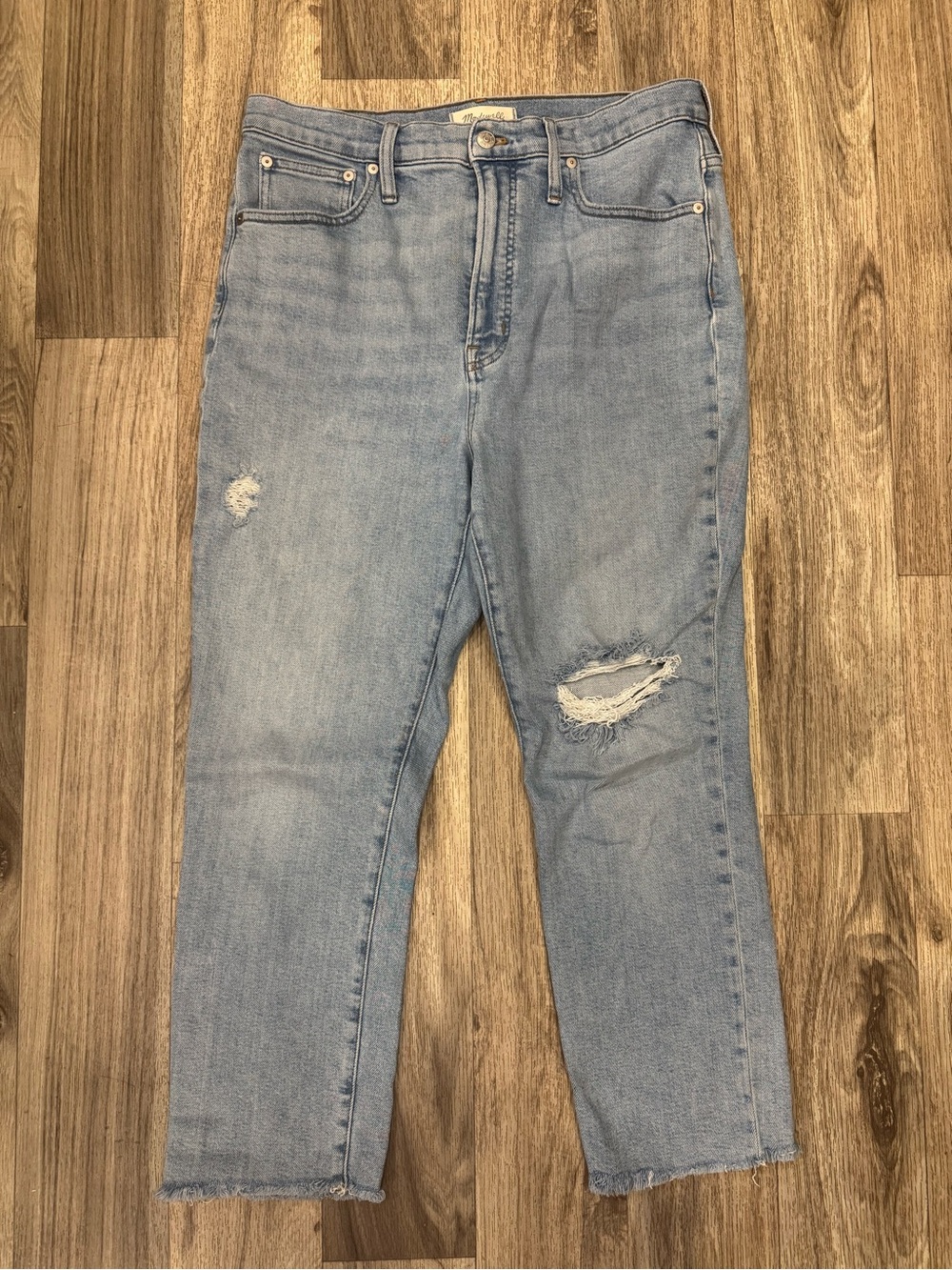 Madewell Curvy Light Blue The Perfect Vintage Straight-Leg Distressed Jeans